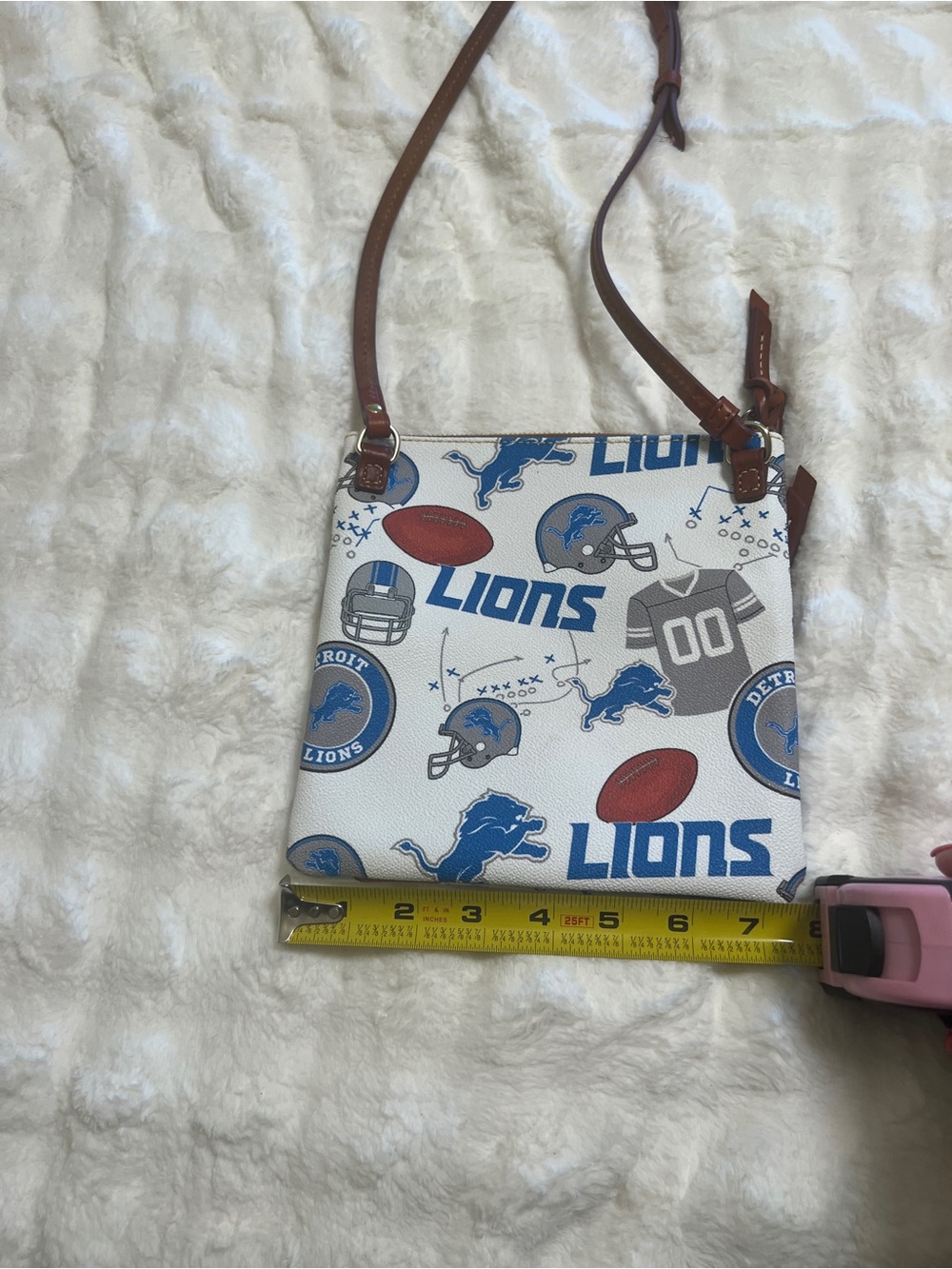 Dooney & Bourke White & Brown Detroit Lions Crossbody - Picture 6 of 10